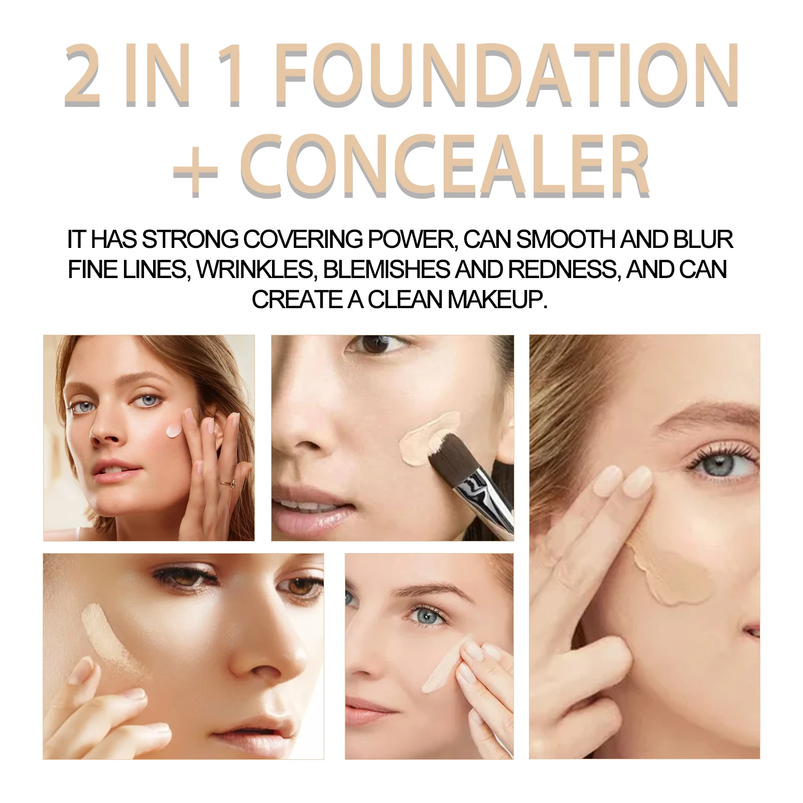 EELHOE คอนซีลเลอร์สองหัว Long Lasting Full Coverage Moisturizing Brighten Natural Foundation แต่งหน้า Cover Spot Face แต่งหน้า