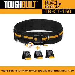 TOUGHBUILT Padded Belt Heavy Duty Buckle Back Support for Waist Bag Clip Belt Buckle 3Pcs TB-CT-41 TB-CT-41P TB-CT-42 TB-CT-150