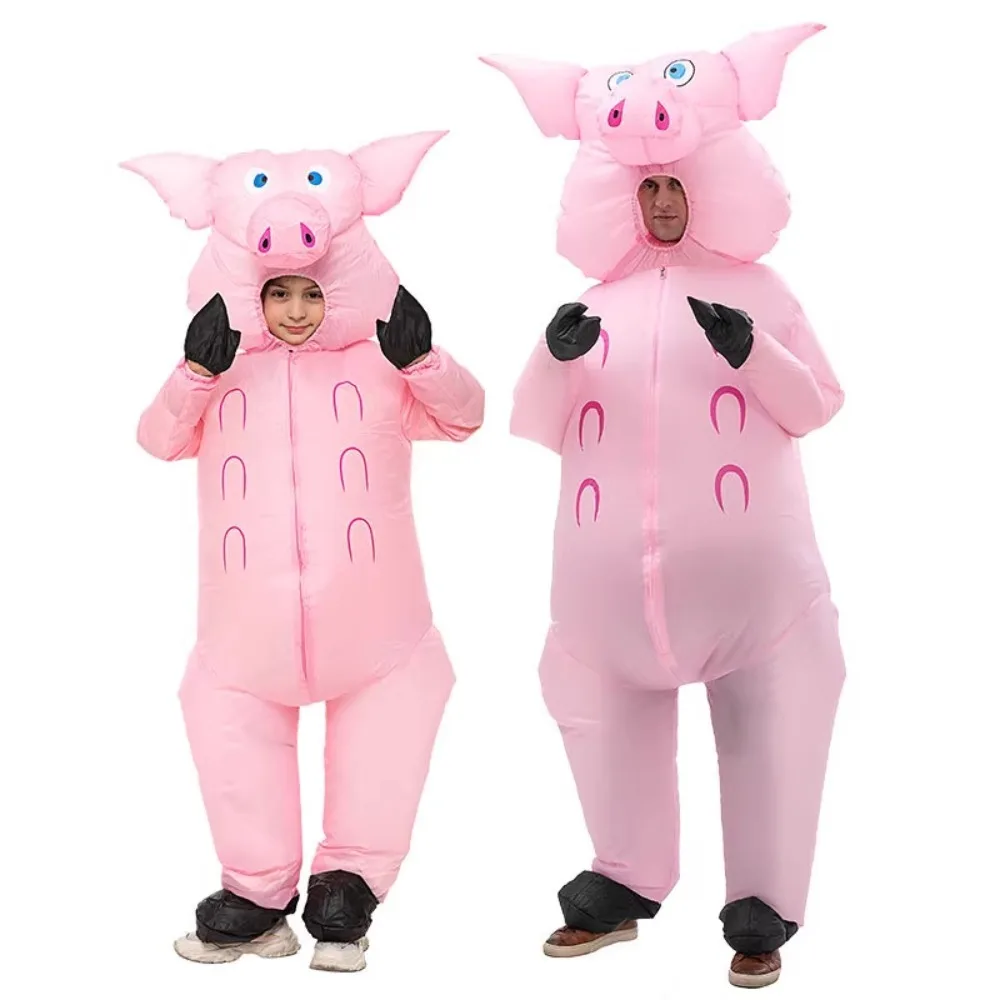 Disfraz inflable de Navidad, marionetas de animales de cerdo, ropa, Cosplay, traje divertido de actuación de fiesta para adultos y niños