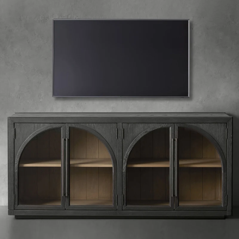 American retro traditional solid wood TV cabinet living room bedroom storage customization