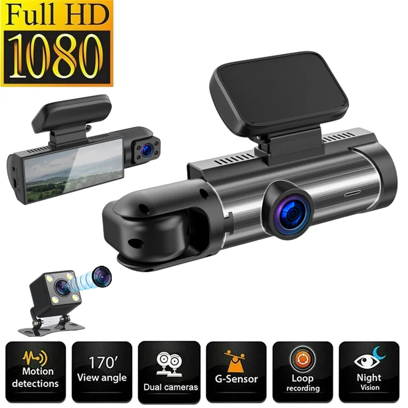 Car Video Recorder Three-Lens Car Recorder Car in Front inside of the Car HD Night Vision Wide-Angle