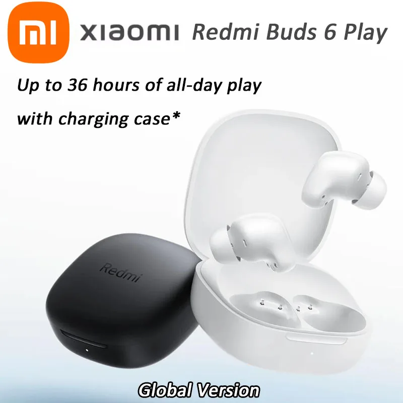 グローバルバージョン Xiaomi Redmi Buds 6 Play Earbuds 10mm ダイナミックドライバー AI ノイズキャンセリング 36 時間バッテリー TWS イヤホン