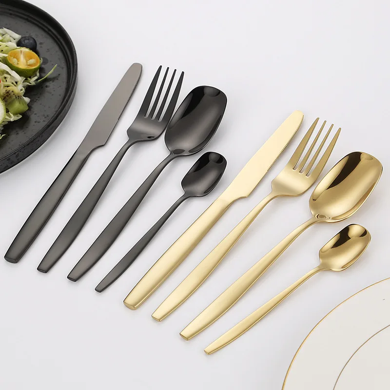 Stainless Steel Knife Fork and Spoon Four-piece Set New Amazon Tableware Home Hotel Steak Knife and Fork Set