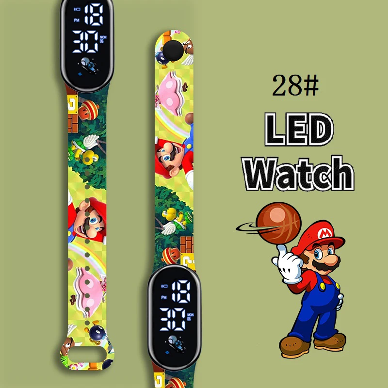 

Super Mario Bros Children's Watches Anime Character Luigi Luminous Bracelet Watch LED Touch Waterproof Sports Kids Gifts Watch