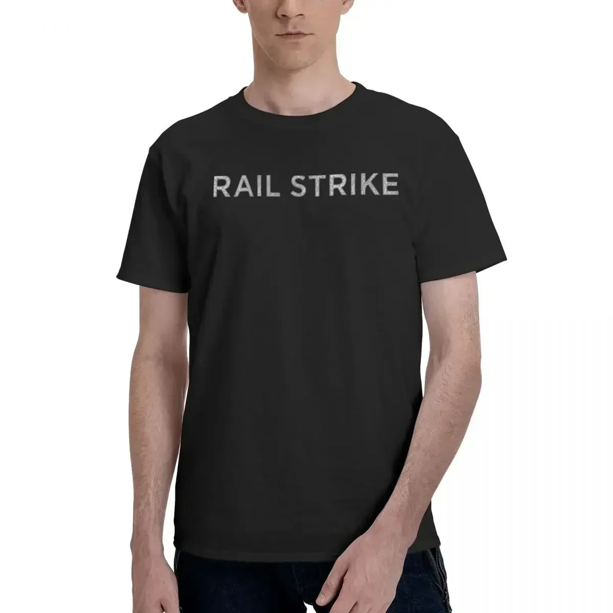 British Bnion UK Rail Strike Defend Rail Save Our Railways Support The Rail Workers Strike O Neck TShirt Fabric T Shirt Man's