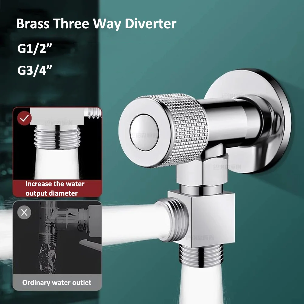 

Латунь G1/2 "G3/4" 3-ходовой Т-образный адаптер для ванной комнаты, смеситель для душа, разделитель воды, клапан для туалета и душа, преобразователь распылительной насадки