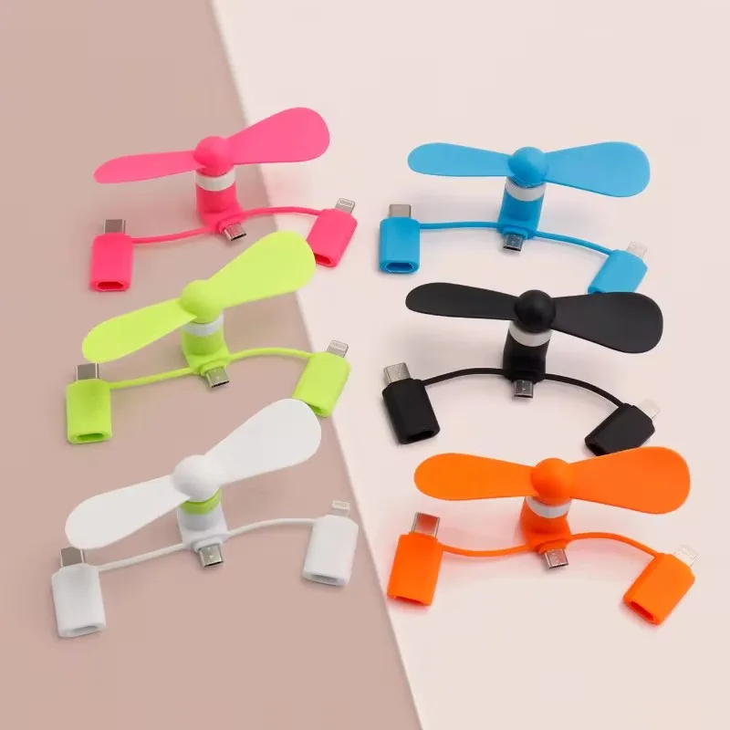 

3 IN 1 Creative Portable Cell Phone Mini Fan Cooling Cooler for Android Type-c Micro USB C For IPad IPhone 16 15PRO Plus 8 X XS