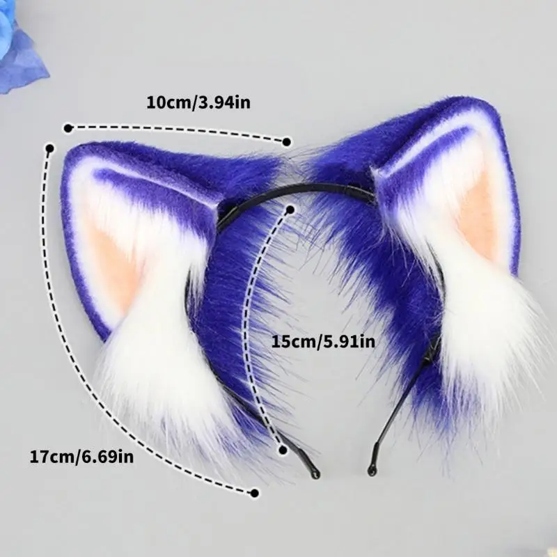 195E Artificial Furry Ear Hairband Cosplay Anime Headband Women Stage Shows Hairhoop
