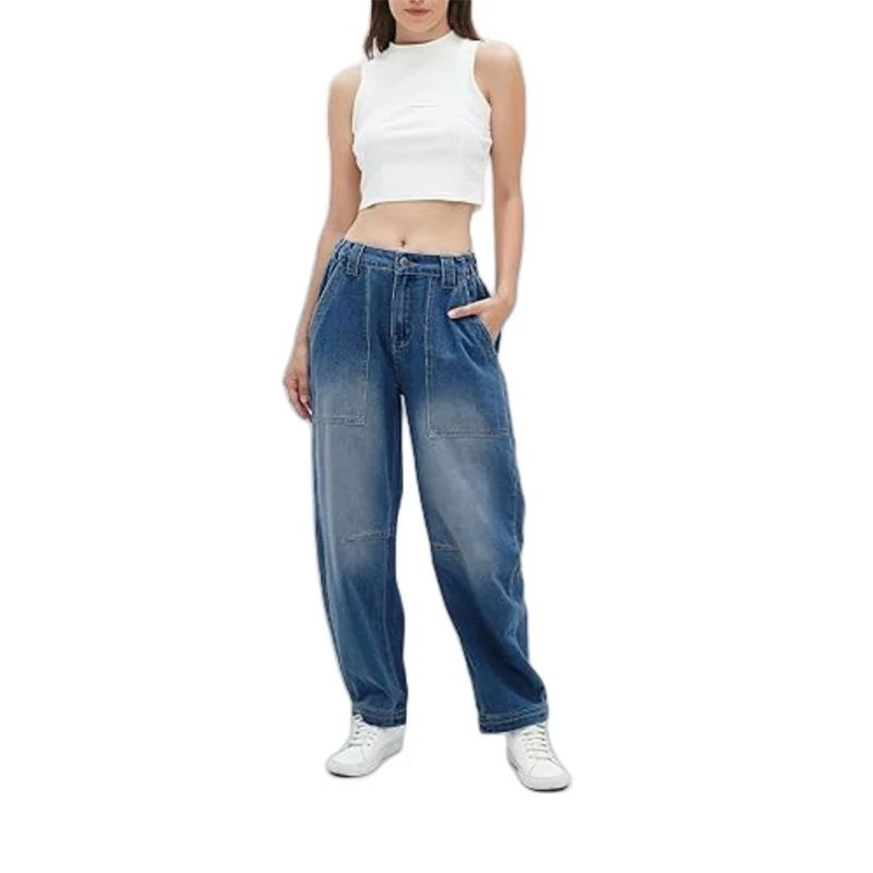 ผู้หญิง 2025 ใหม่เอวสูงหลวม Fit Flared Bootcut DENIM กางเกงยีนส์สบายๆสวมใส่ทุกวันแฟชั่นอินเทรนด์ฤดูร้อนยืดกางเกง