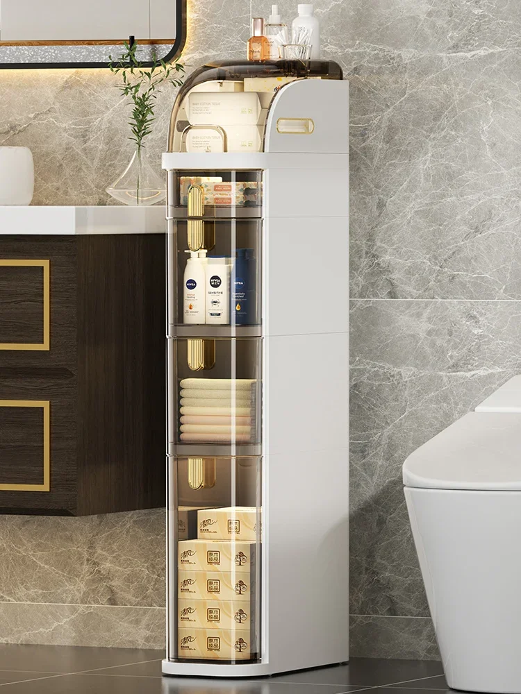 

Bathroom crevice storage cabinet, drawer style household toilet crevice storage cabinet