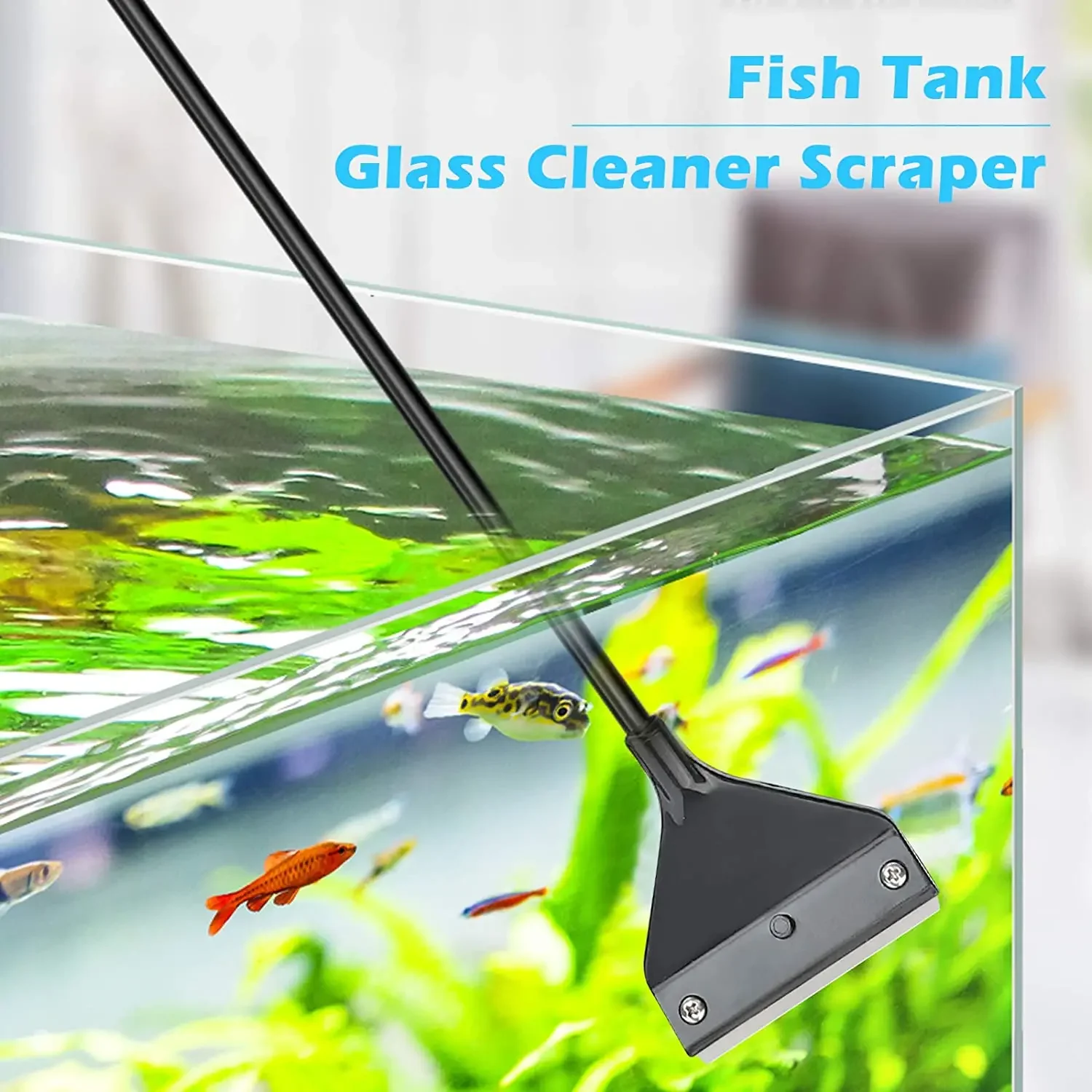 

Aquarium Fish Tank Cleaning Tool Flat Sand Algae Removal Dual-use Glass Algae Removal Scraper Household Cleaning with 5 Blades