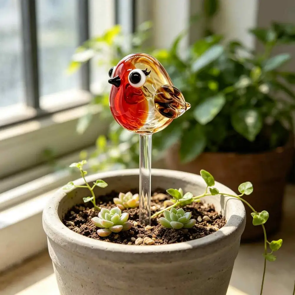 Glass Garden Stakes Decorative Plant Inserts for Pots Handmade Stained Glass Plant Stake Octopus Bird Turtle Garden Ornament