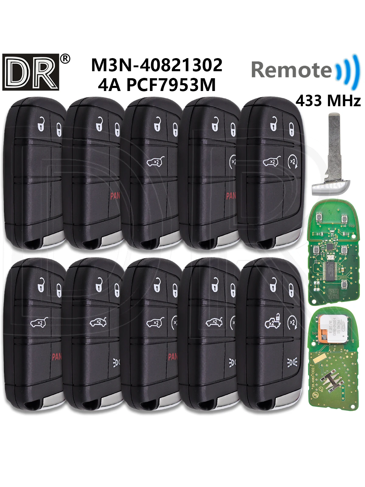 Świetny oryginalny układ PCB 4A M3N- 40821302 Kluczyk samochodowy 433 MHz do Fiata 500 500X 500L Jeep Compass Renegade — 2