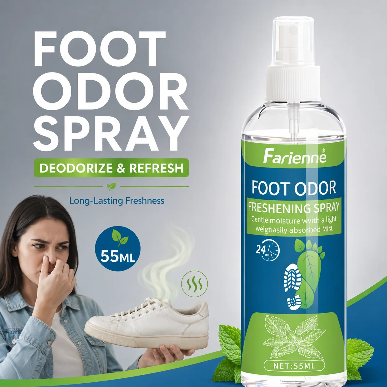 Scent Eliminator Spray - 55ml Foot Shoes Deodorizer Spray Lemon