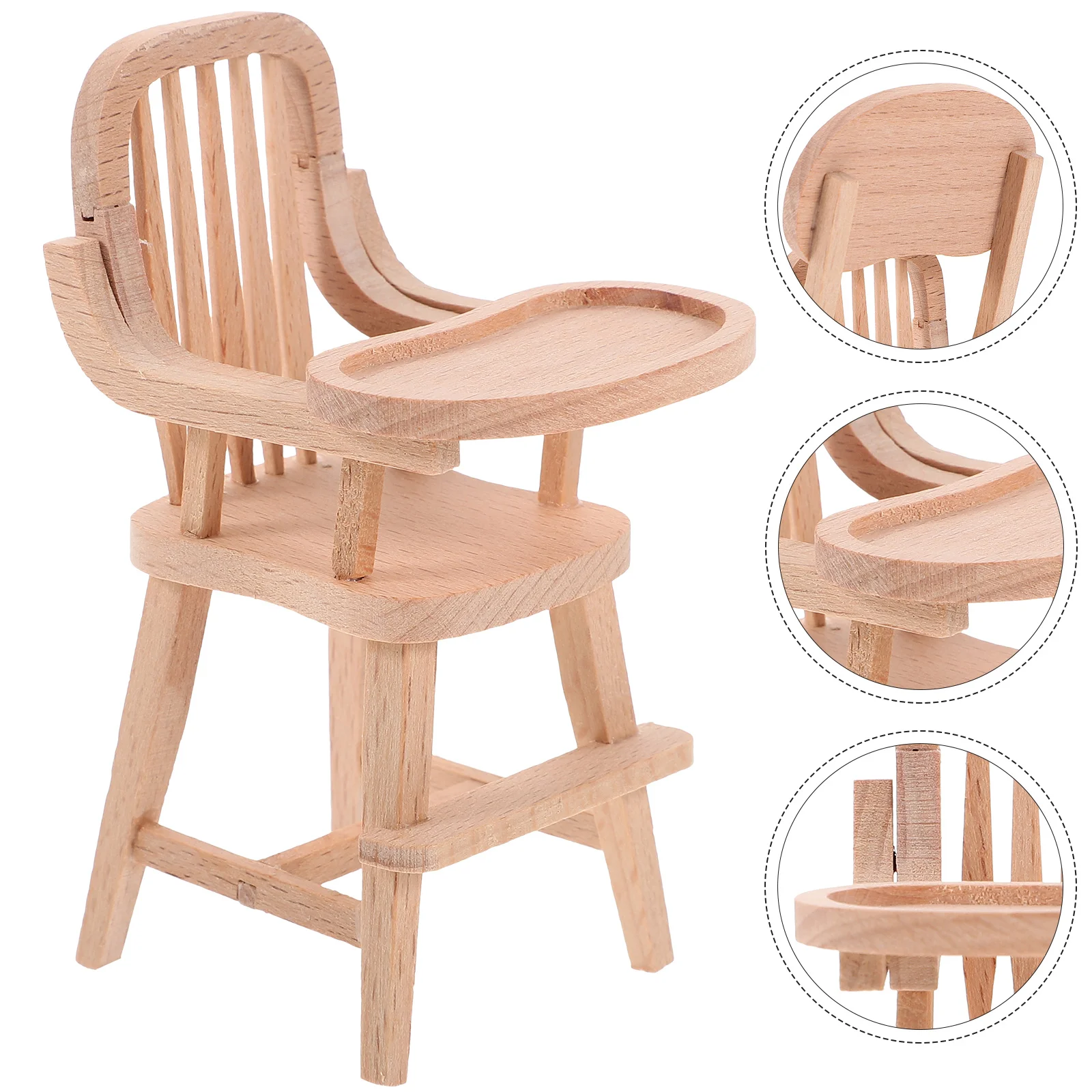 Wooden High Chair High Chair Wooden Baby Chair Models 1:12 Scale Desktop Chair Mini Furniture Dollhouse