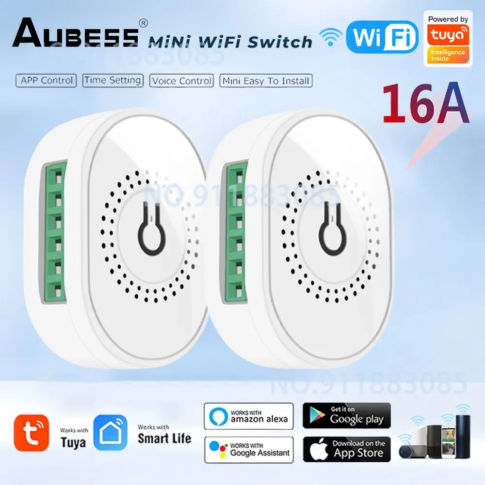 WiFi Smart 16A Mini Switch Single Double Control Voice Control Wireless Switches Timer Breaker Relay Work With Alexa Google Home