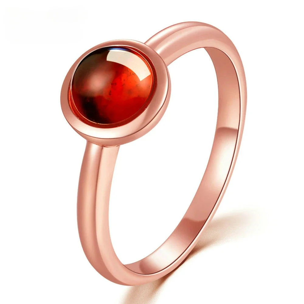 

S925 Sterling Silver Fashionable Women's Elegant Y2K New Garnet Ring Light Luxury Girl Rose Gold Exquisite Commemorative Jewelry