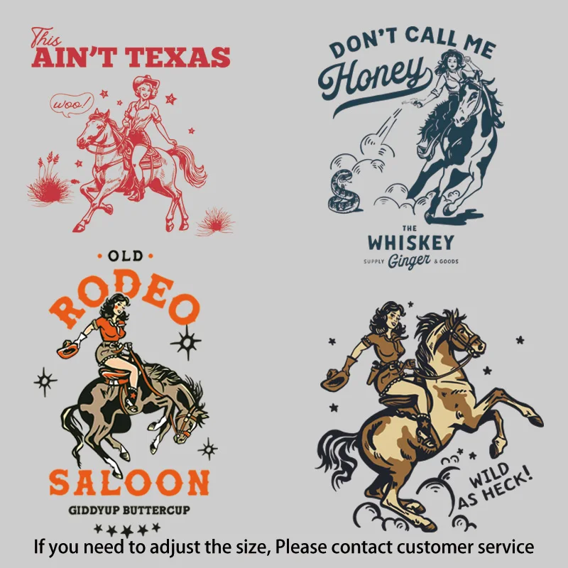 Vintage Western Cowgirl Bügelbilder, waschbar, lichtbeständig & rissfest für handgemachtes DIY-Kreativarbeiten