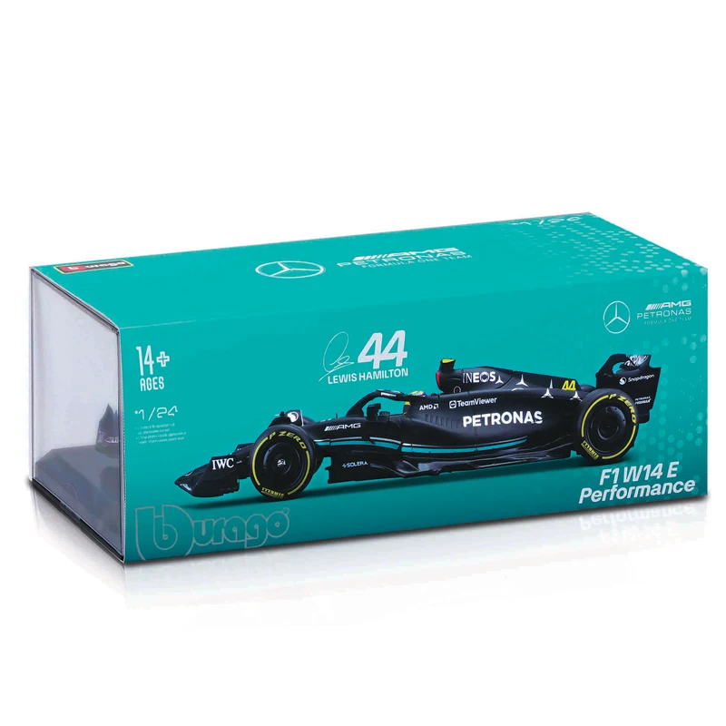 1:24 Bburago Mercedes-AMG F1 Team W14 2023 #44 Hamilton #63 George Russell Alloy Car Die Cast Model Toy Collectible vehicles