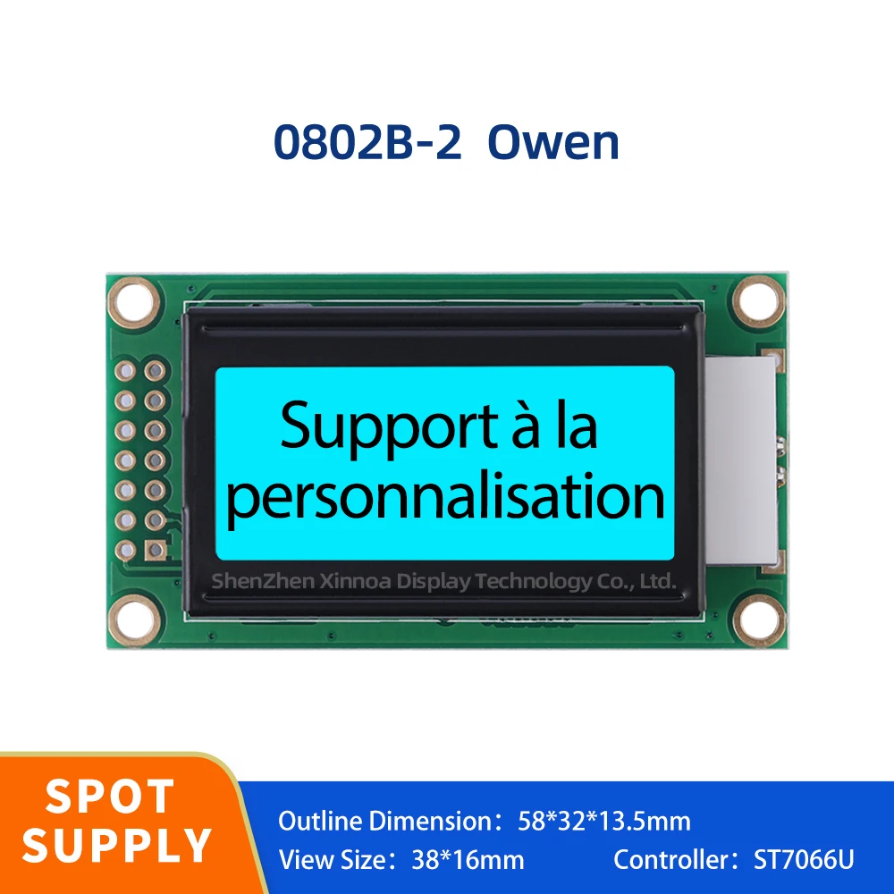 

Three Year Warranty LCM Display Module 0802 LCD 3.3V ST7066U Ice Blue Film Black Letters European 0802B-2 Character LCD Module