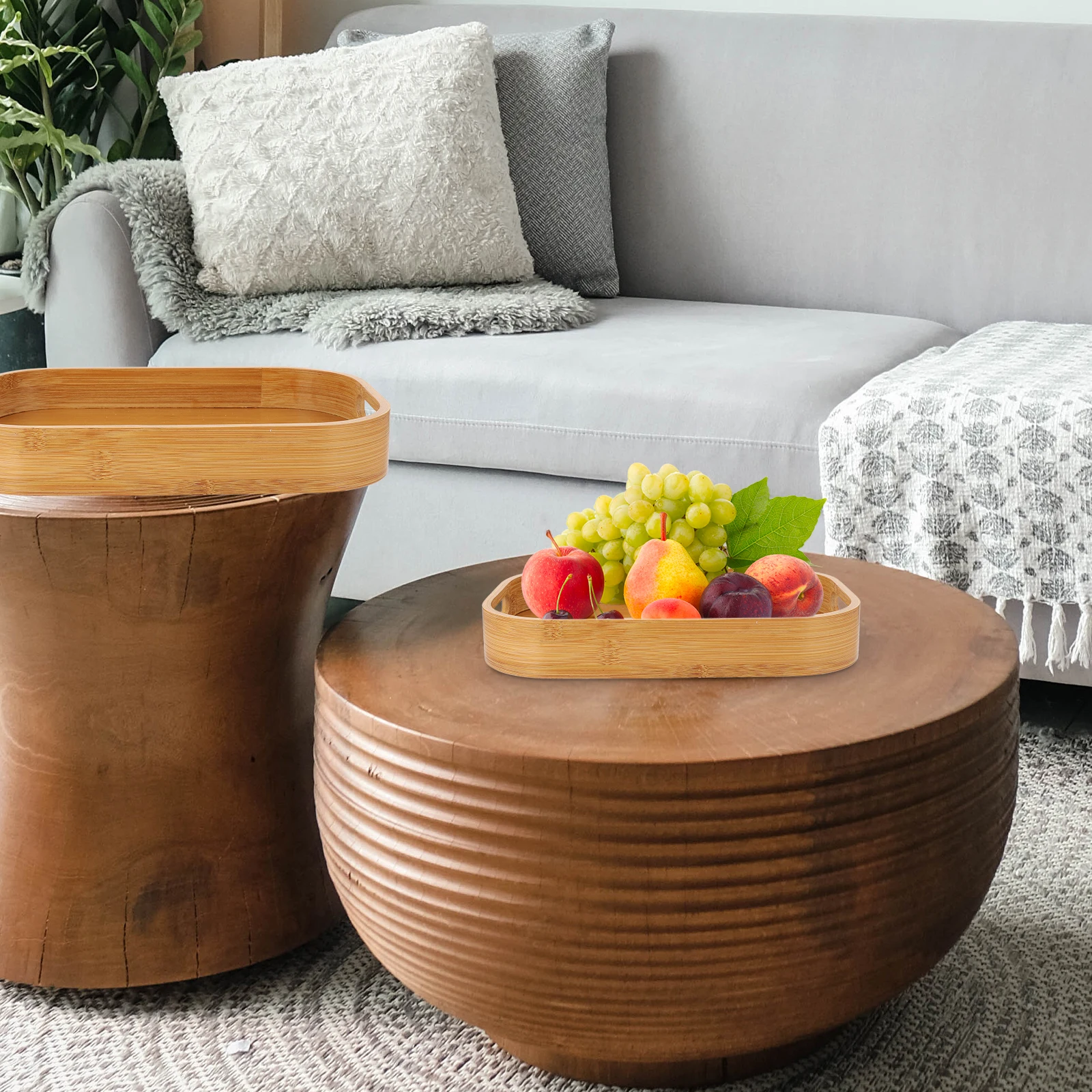 

1Pcs Eco-Friendly Bamboo Food Tray Lightweight Dual Handle Tray for Hotel Spa Salon Tea Art Coffee Shop Serving Use