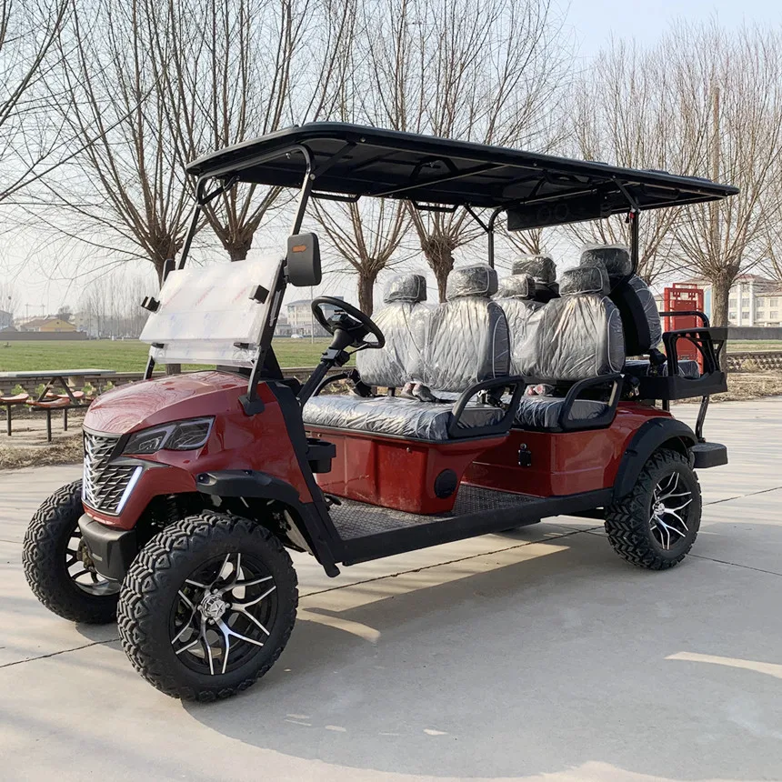 China Factory 72V Electric Golf Cart 4+2 Seater Off-Road Golf Cart Hunting Electric Scooter Car With Rain Cover Rear Cargo Box