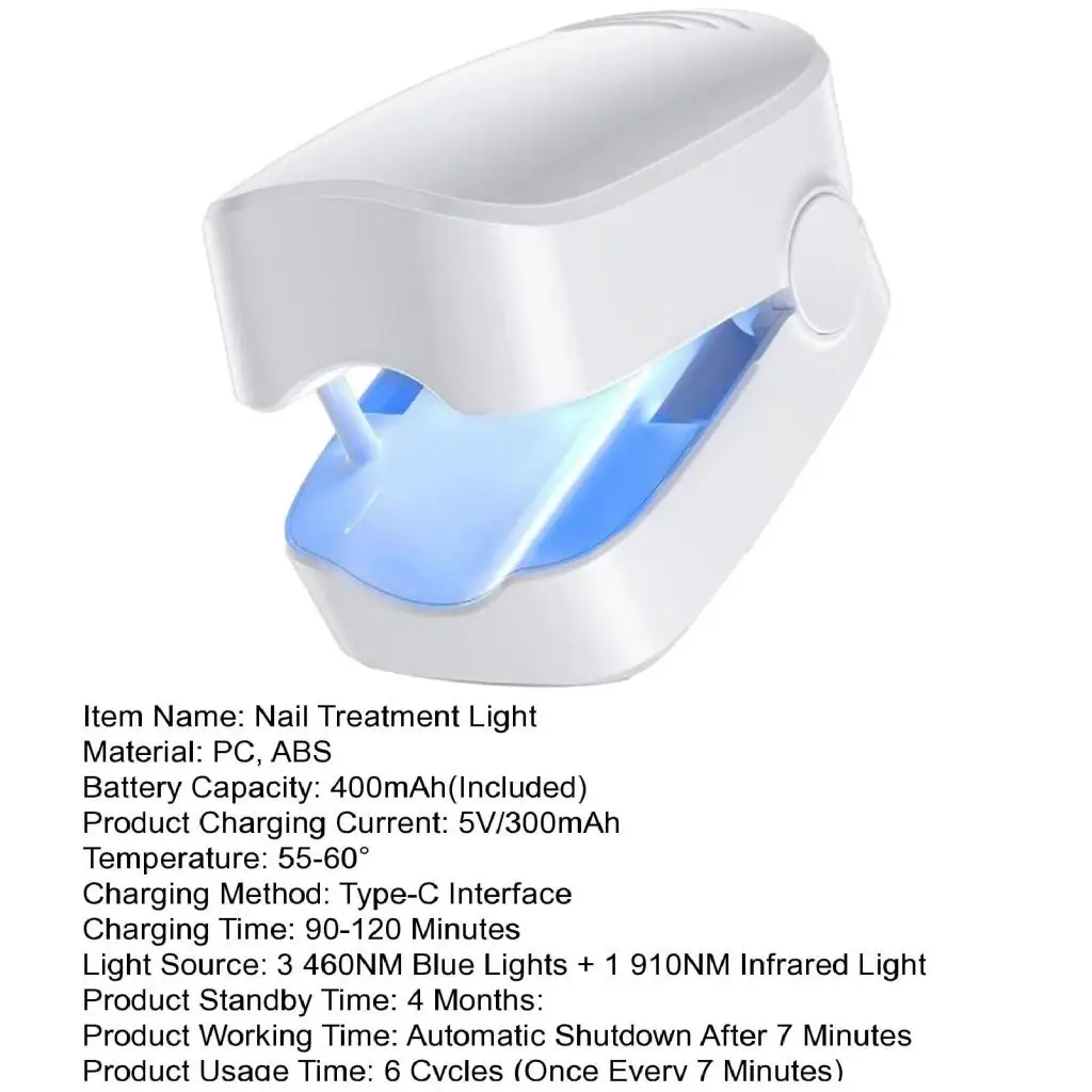 جهاز علاج منزلي لعلاج الأظافر، مصباح علاج فعال لفطريات الأظافر، لإزالة فطار الأظافر بالضوء الأزرق