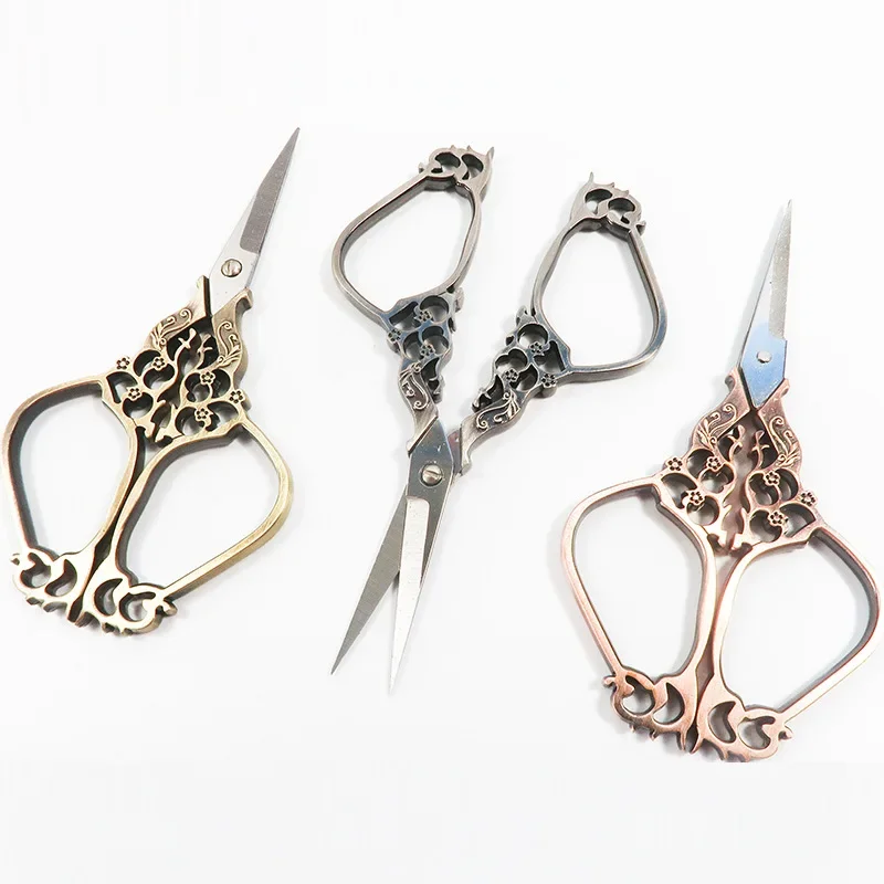 Stainless Steel Vintage Plum Blossom Vase Home Scissors, Hand Sewn Scissors Accessories, High Quality