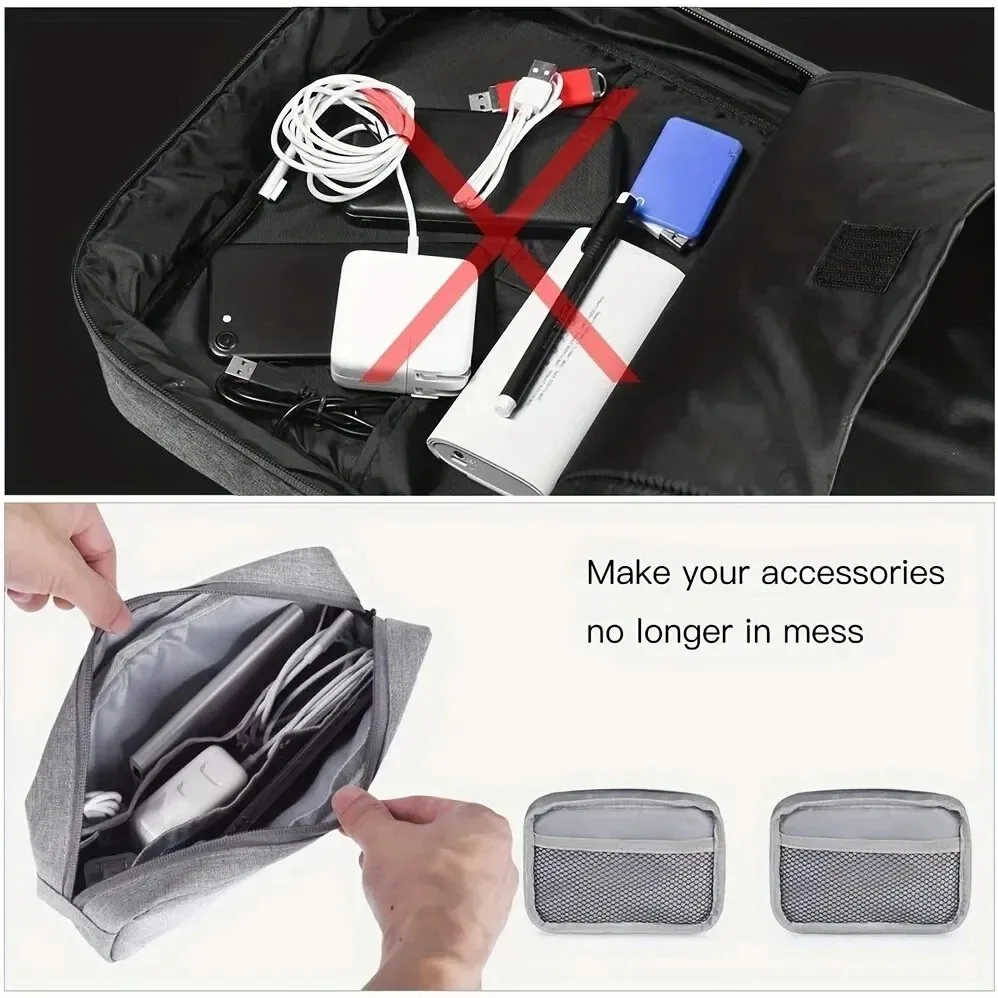 Custodia organizer portatile digitale per cuffie Borsa da viaggio per armadio Accessori con cerniera Cavo dati per caricabatterie Borsa USB