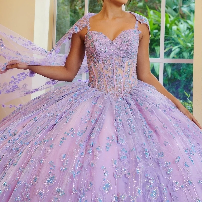 فساتين Quinceanera الوردي الفاخرة من الخرز الحلو 16 فستان مسابقة Vestido De 15 Anos XV الدانتيل متابعة الظهر حفلة موسيقية مخصصة