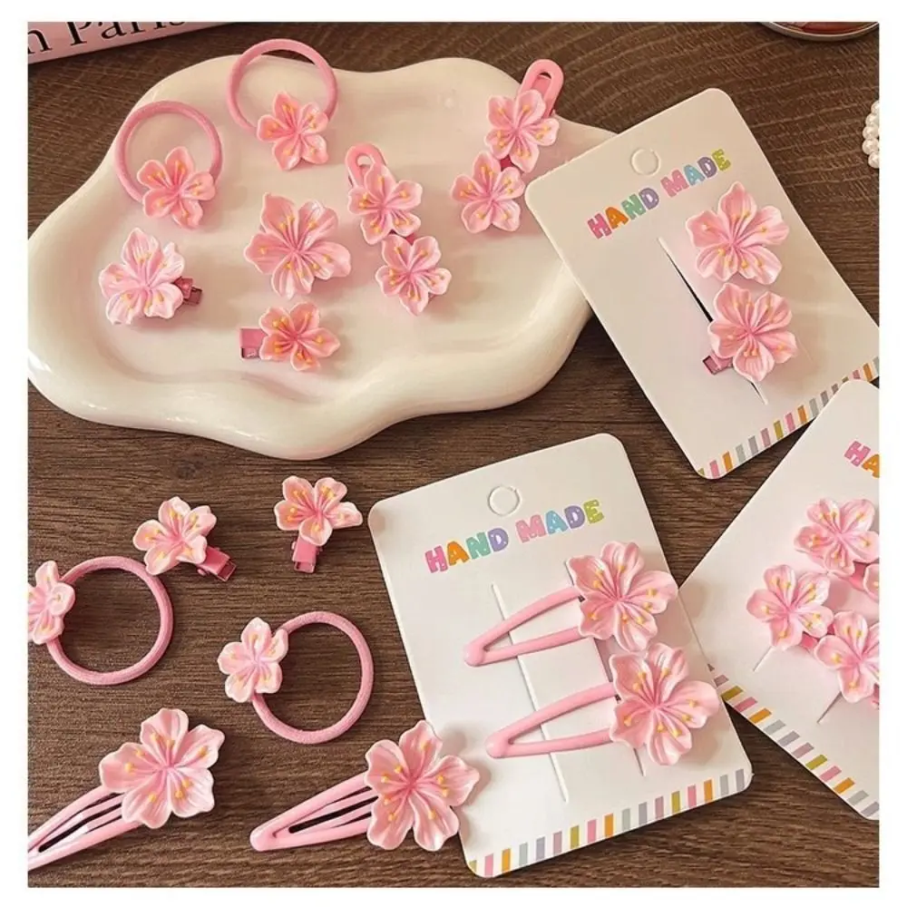 2/5PCS Resin Hair Clip Fashion Sweet Mini Sweet Fairy Hairpins Cherry Blossom Headwear Girls