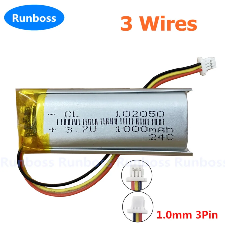 New 3.7V 1000mAh 102050 Rechargeable Li-Polymer Battery For Sena SRL2 2 Wires 3-Wire Plug Bluetooth Headset SRL 2