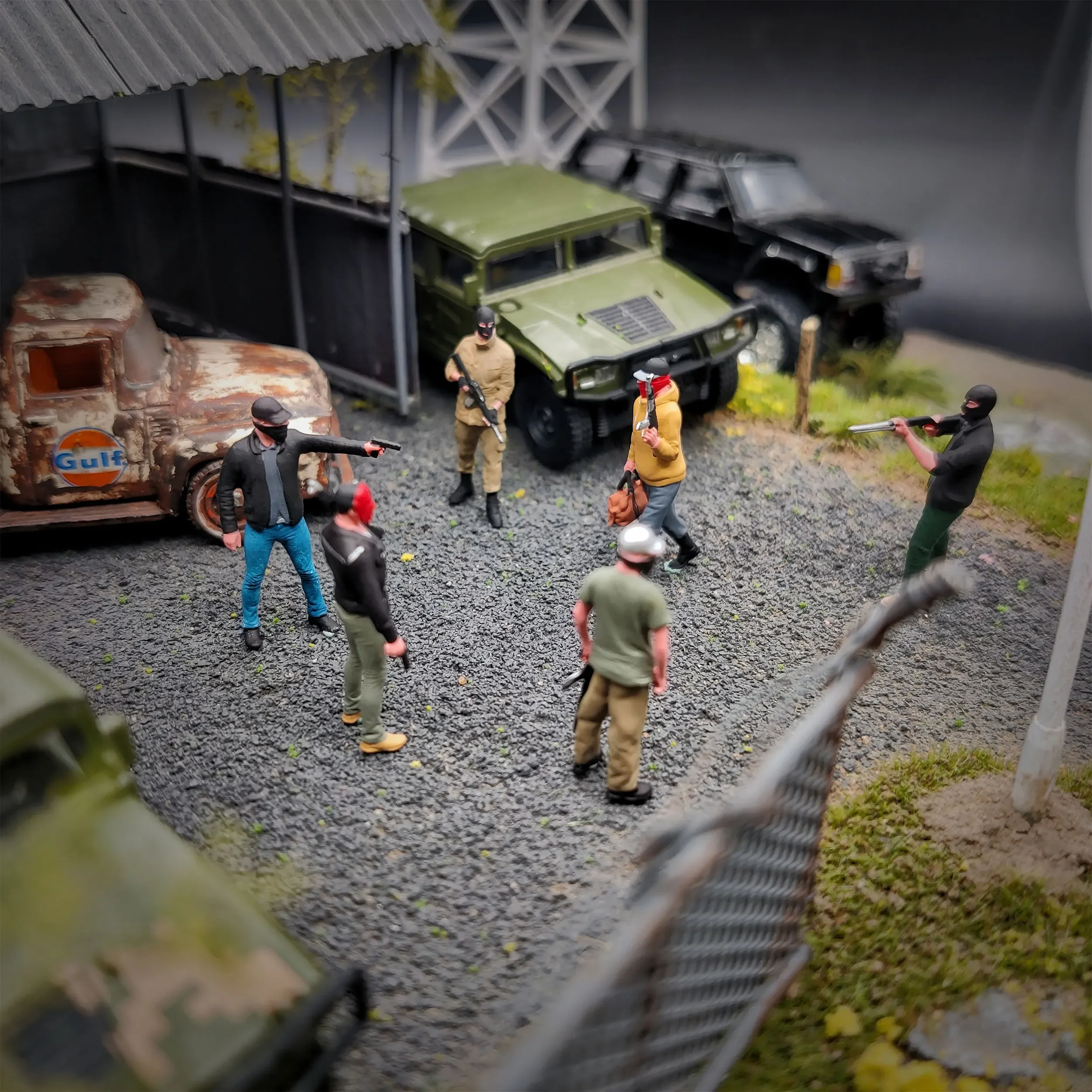 WT Minifactory Diorama 1/64 Scale Figurines Model Mercenaries Collection Miniature Hand-painted