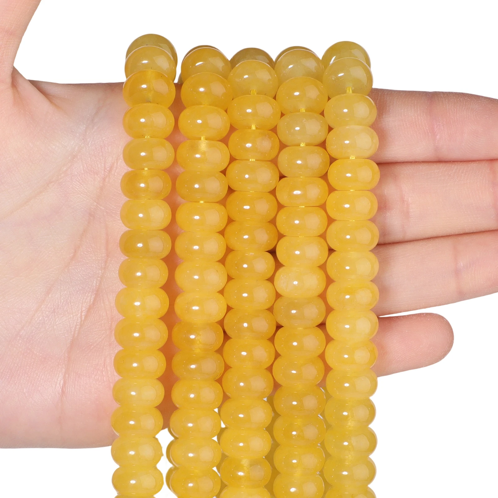 10x6mm Rondelle Naturstein Gelbe Jade Perlen Abacus Spacer Perlen für Schmuckherstellung DIY Armbänder Ohrringe Zubehör 15''