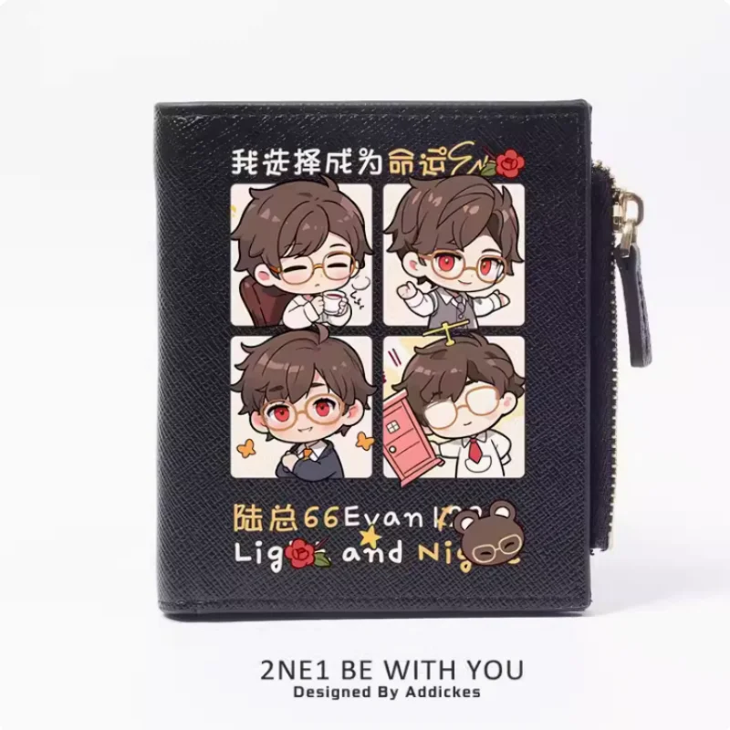Anime Light and Night Evan Zipper Wallet Fold Bag Multi Card  Coin Pocket Holder Fashion Kids Wallets Gift