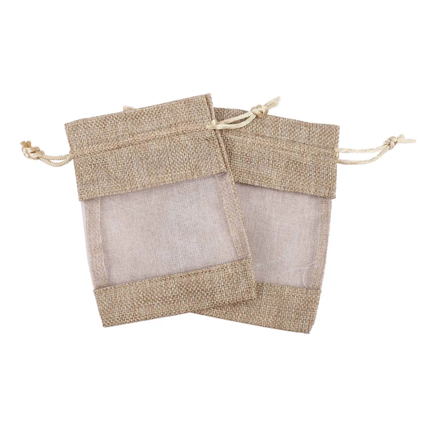 

30Pcs Flax Organza Bags Burlap Drawstring Pouch Christmas Gifts Bag Wedding