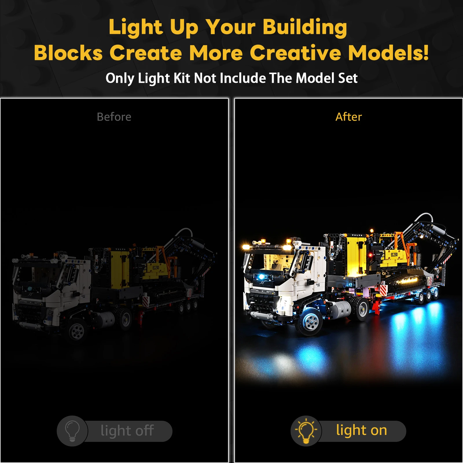 No Model LED Lighting Set Suitable for LEGO Technic Volvo FMX Truck EC230 Electric Excavator 42175 Building Blocks