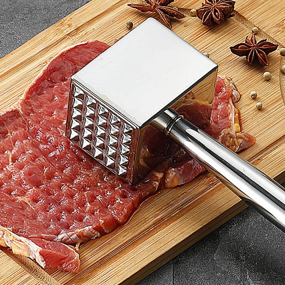 

1pc Stainless Steel Steak Tenderizer Heavy Duty Meat Hammer Ergonomic Handle For Beef Pork Marinade Absorption Kitchen Tool