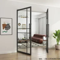 Wholesale Steel Frame Door with Tempered Glass Interior Double Pivot Doors