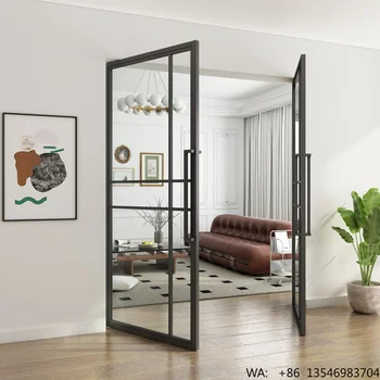 Wholesale Steel Frame Door with Tempered Glass Interior Double Pivot Doors