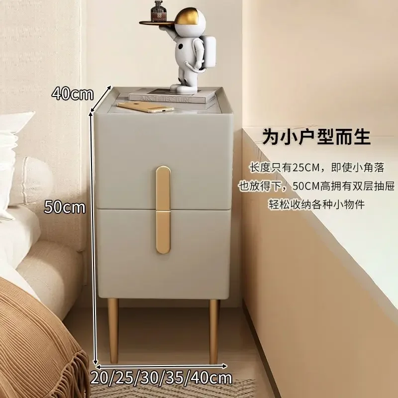 

Modern Simple Luxury Small Rock Board Bedside Cabinet Bedroom Narrow Solid Wood Bedside Table Furniture Nightstands Nordic Mesa