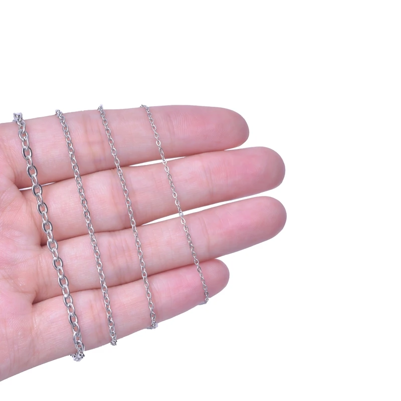 폭 1.2/1.5/2/2.5/3mm 스테인레스 스틸 롤로 체인 크로스 목걸이 여성 남성 액세서리 심플한 목걸이