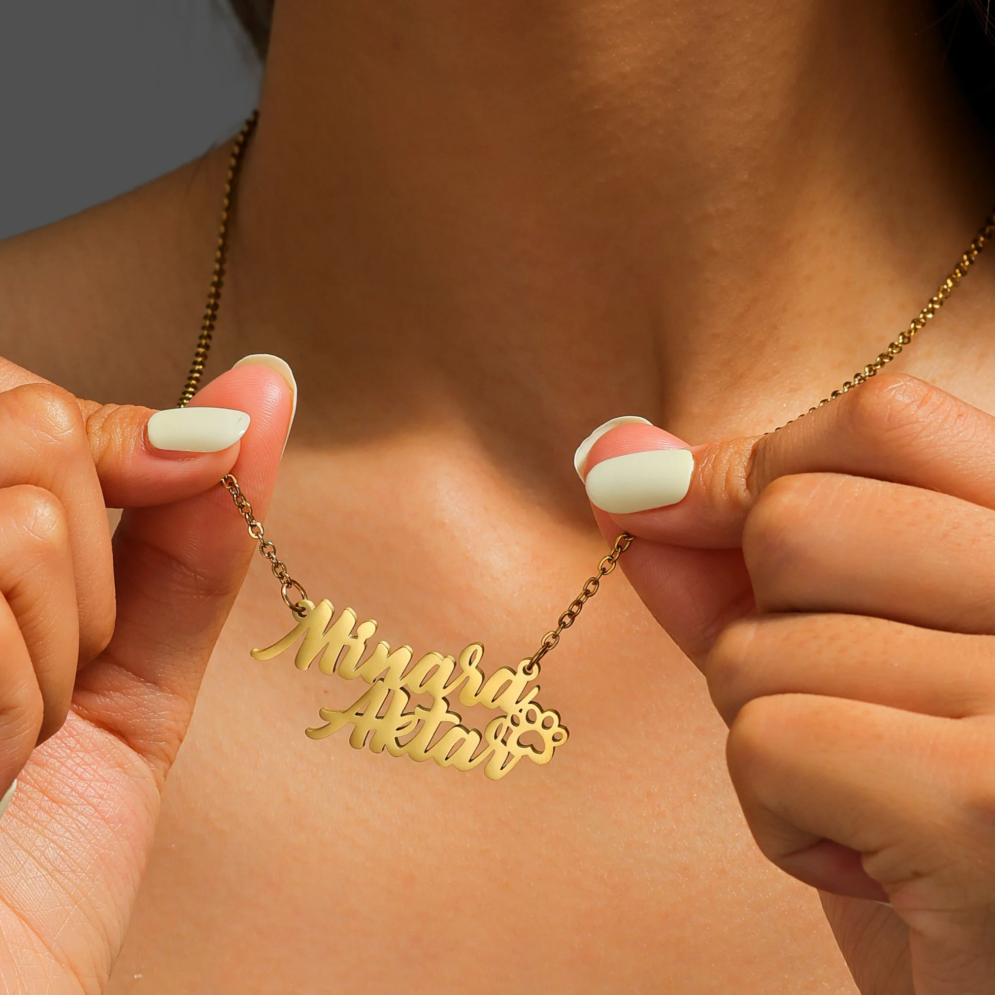 

Nextvance Custom 2 Names Necklace Personalized Stainless Steel Nameplate Choker For Women Couple Jewelry Valentine's Day Gifts