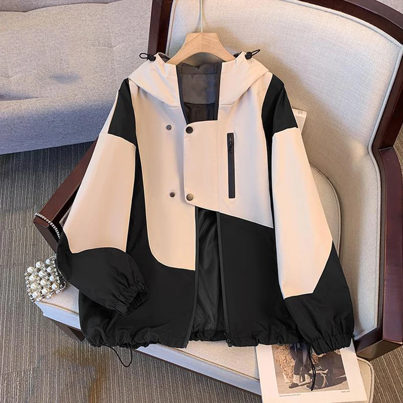 

HELIAR женское пальто с капюшоном и карманами, куртка-кардиган на молнии с длинными рукавами, свободная повседневная модная лоскутная верхняя одежда на пуговицах, осень-зима