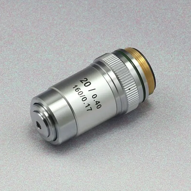 Biological Microscope Achromatic Objective Lens 4X 10X 20X 40X 60X 100X(oil) RMS 20.3mm Thread Silver Shell