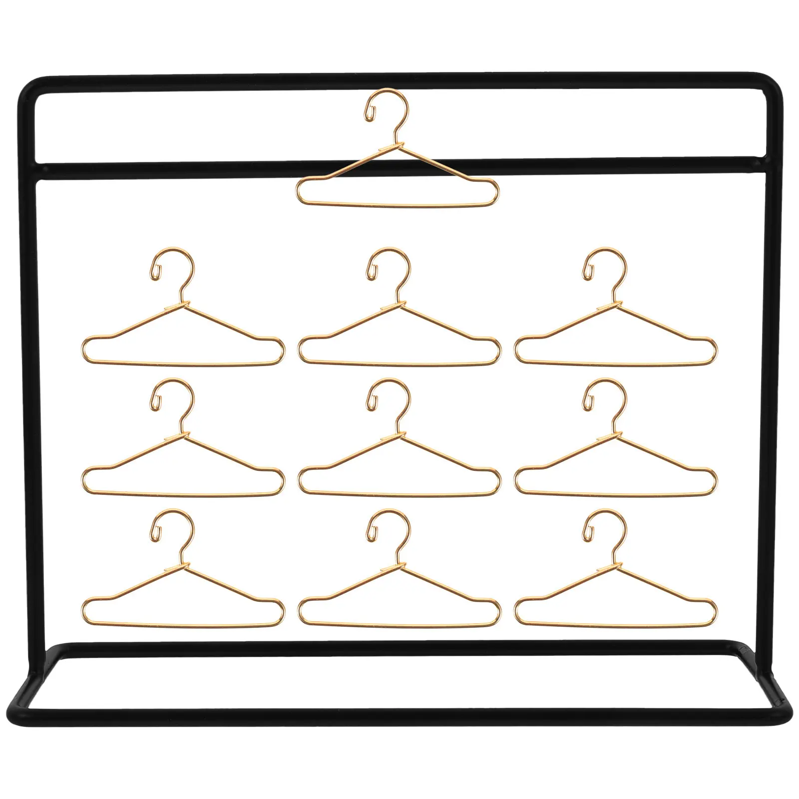 

1Set Mini Clothes Hanger Set Stable Iron Material Sturdy Apparel Rack for Room Nursery Kindergarten Display Storage Organizer