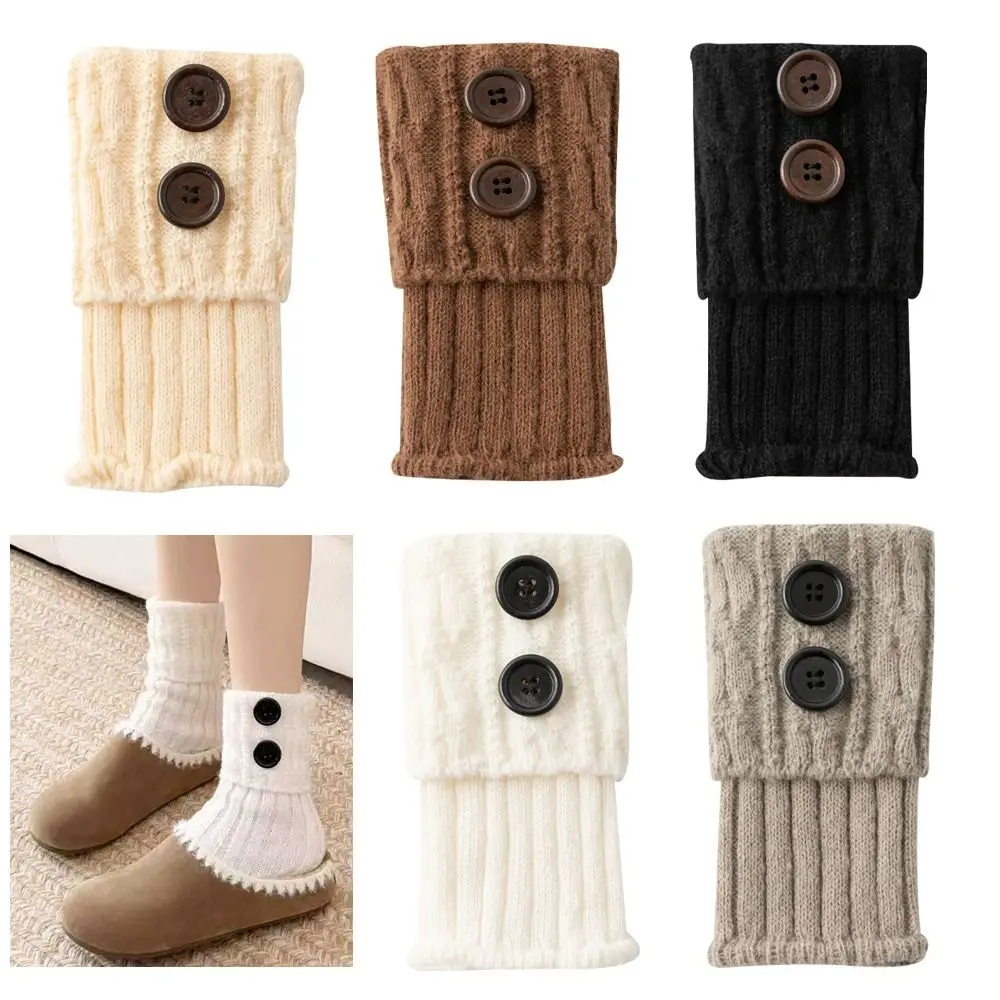 

Solid Color Warmers Boot Cover Button Detail Soft Warm Boot Toppers Crochet Knitted Twist Pattern Boot Socks Cold Weather