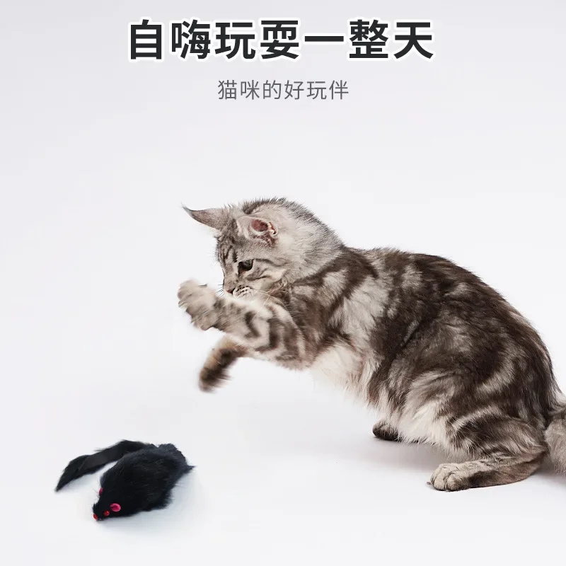 1Pcs Cat Mice Toys False Mouse Cat Toy Long Tail Mice Soft Real Rabbit Fur Toy For Cats Plush Rat Playing Chew Toy Pet Supplies