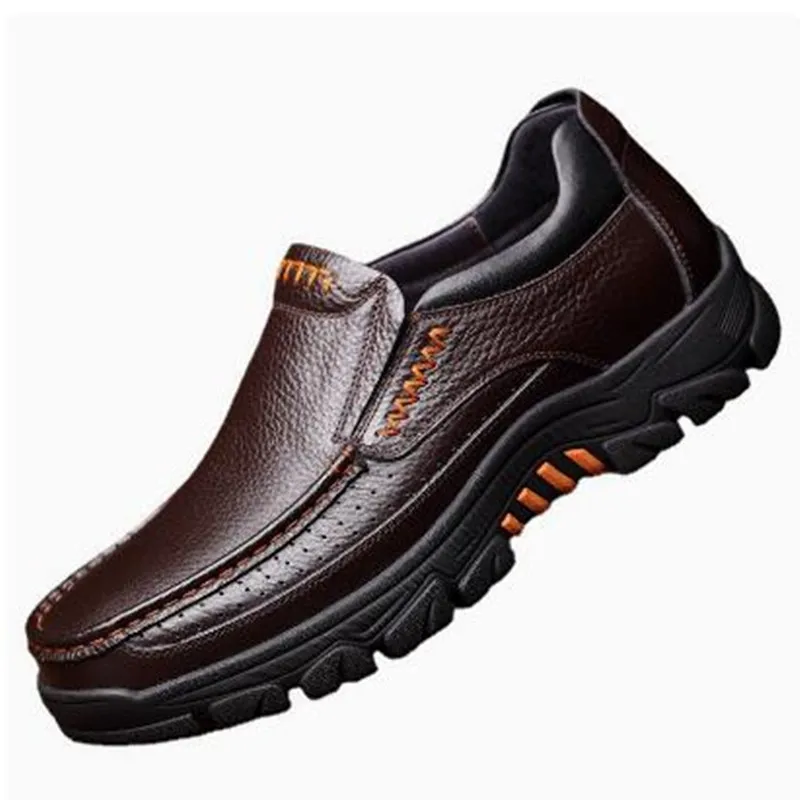 Fashion Handmade Genuine Leather Shoes Men Loafers Soft Leather Men Thick Sole Casual Shoes 2026 Male Footwear Slip-on Sneakers