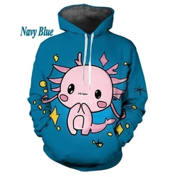 New Hot Sale Cute Axolotl 3D Printed Hoodie Men And Women Outdoor Leisure Trend Round Neck Sweater Graphic Hooded Sweatshirt